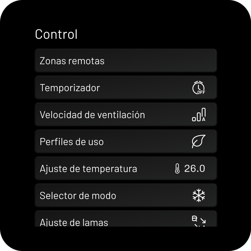 Menú de control