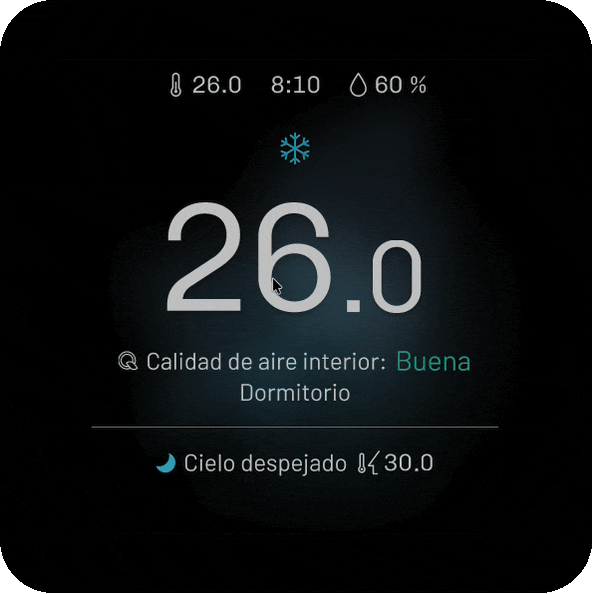 Ajuste de la temperatura de consigna en la pantalla