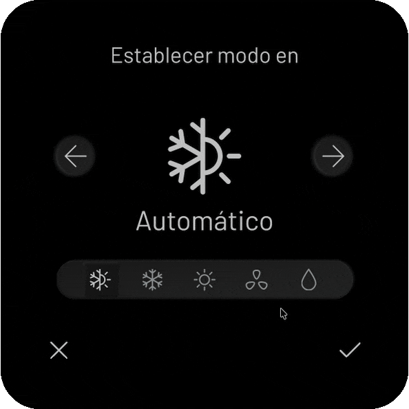 Cambio del modo de climatización en la pantalla